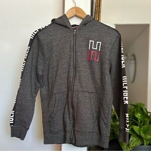 Tommy Hilfiger Boys Gray Zip-Up Hoodie Size Large 14/16 Casual Fleece Jacket